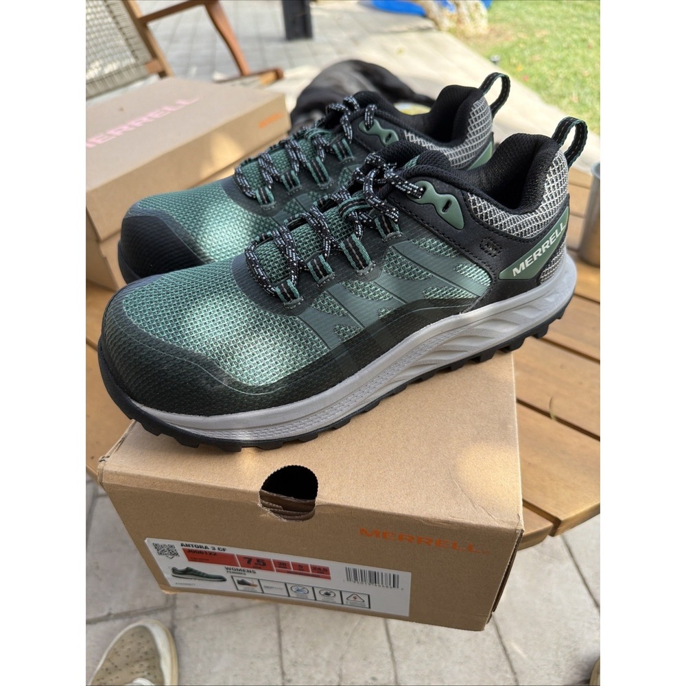 Merrell Womens Antora 3 J006122 Work Shoes Size 7.5 Medium US Lace Up Pine Green